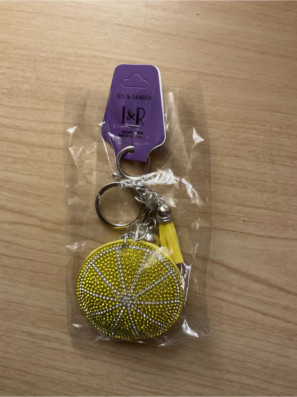 Yellow Lemon Slice Crystal Keyring